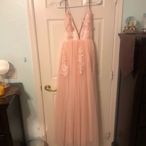 Backless tulle Prom Dress